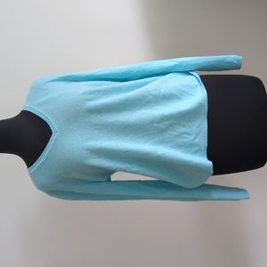 Charter Club Cashmere V neck Sweater, light turquoise sweater, size XL